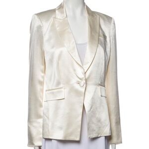 Veronica Beard Cream Tailored Blazer with Peaked Lapels
